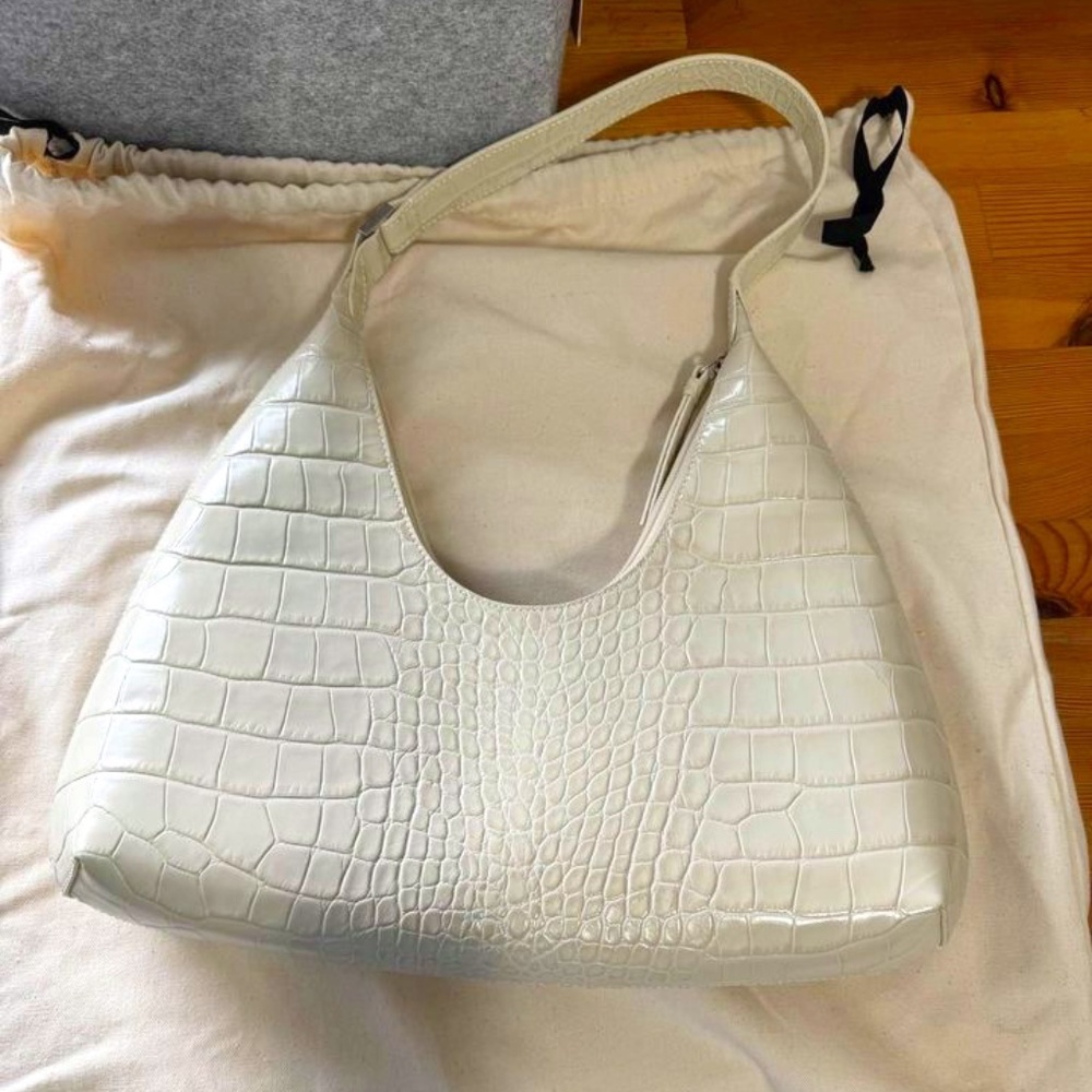 BY FAR Off-White Croc Amber Bag